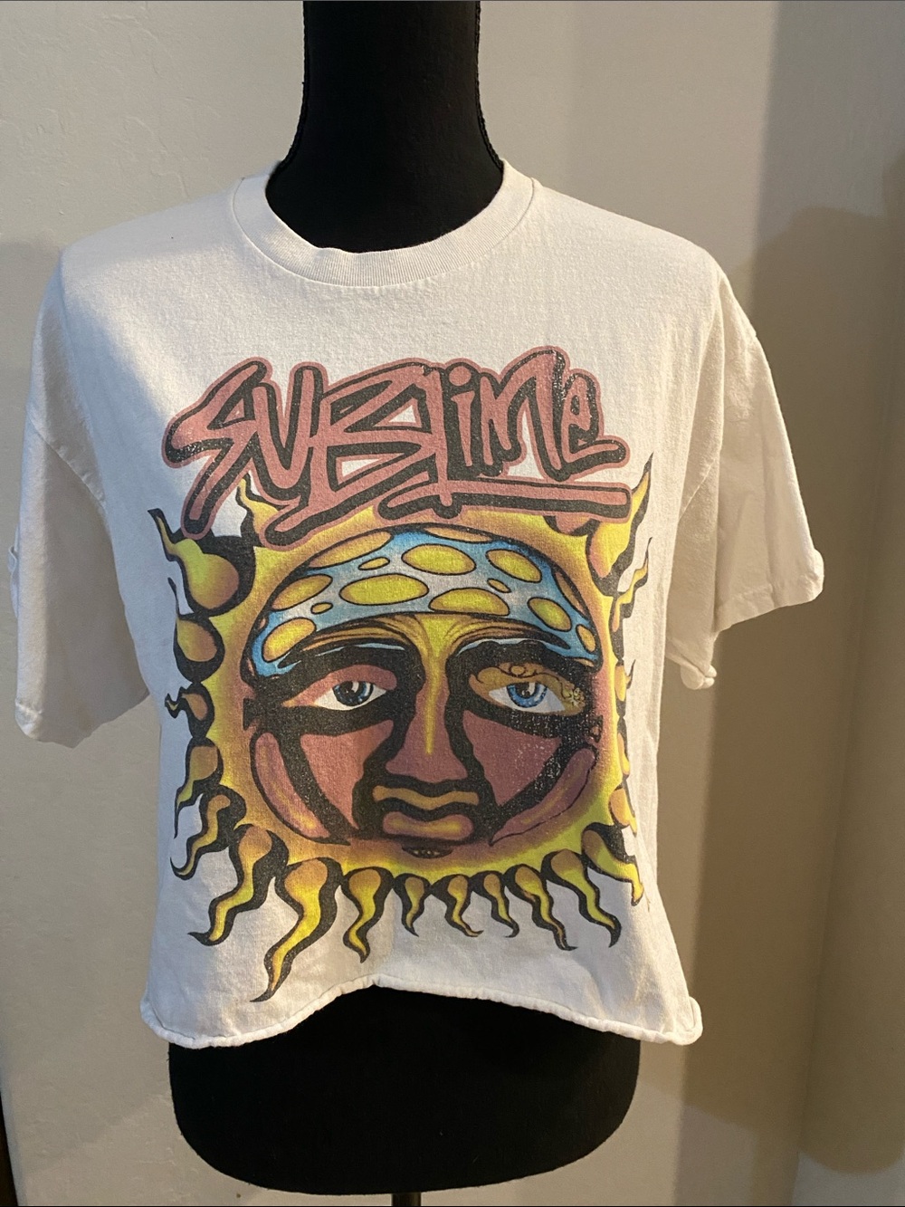 Sublime White Graphic Crop Top - Band Logo
